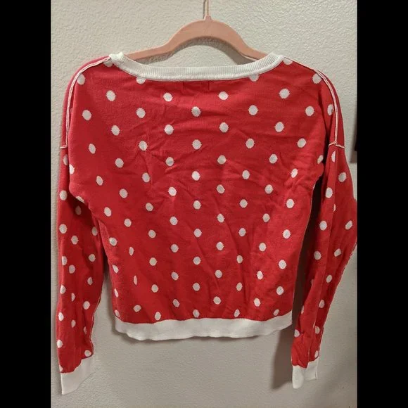 Arizona Jean Company Red and White Polka Dot Sweatshirt Size S - Picture 3 of 4